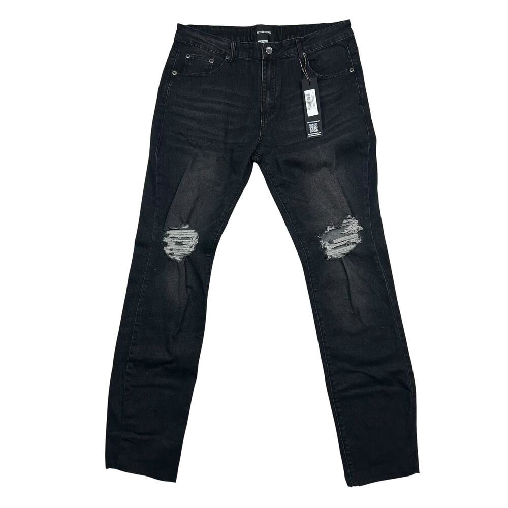 NWT Rockstar Original Black Distressed Ripped Jeans Slim Fit